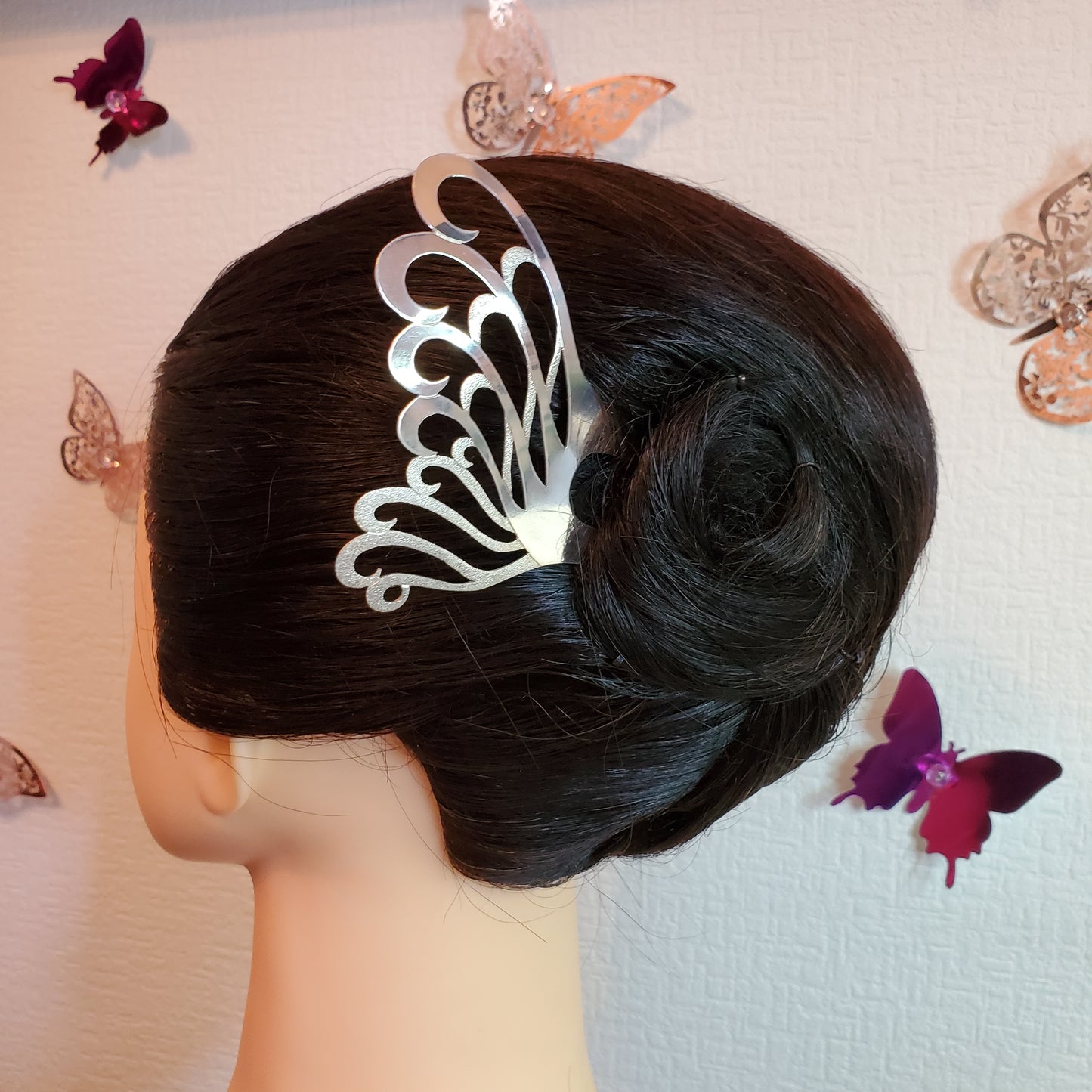wave and butterfly tuft of hair kanzashi