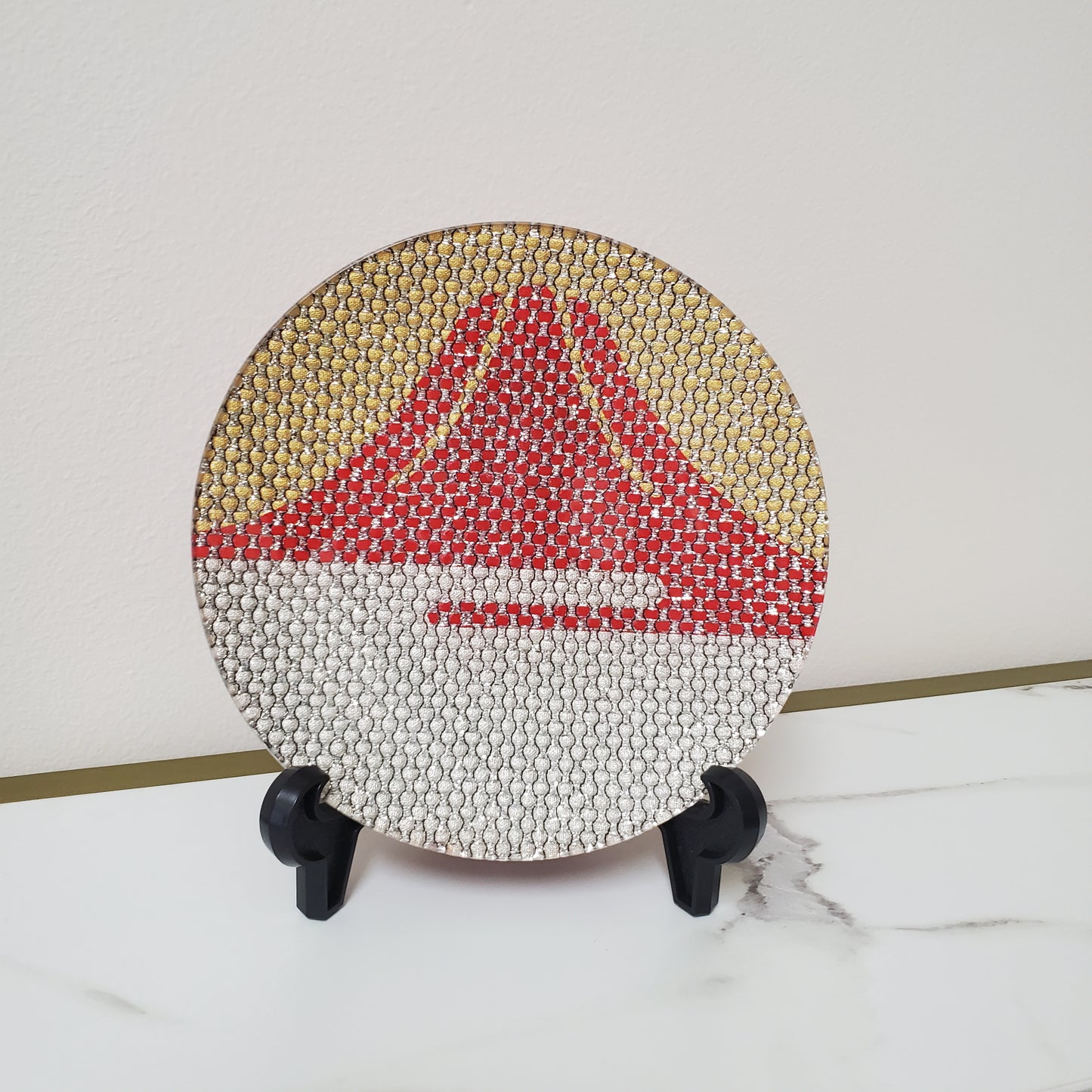 金彩ガラス皿 赤富士(大15cm・丸形)