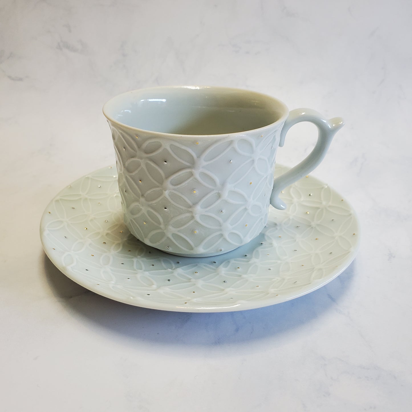 Cloisonne Platinum x Gold Dot Coffee Cup & Saucer