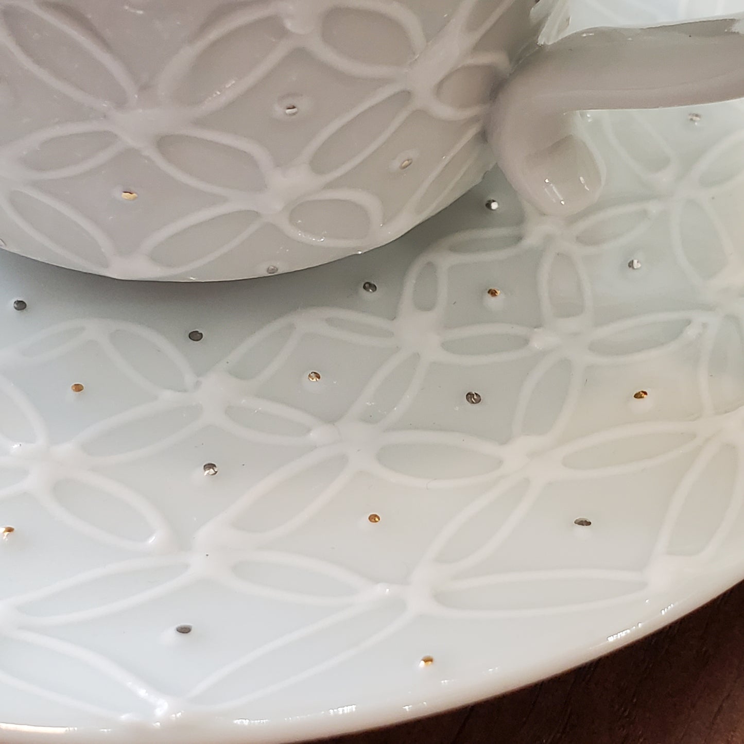 Cloisonne Platinum x Gold Dot Coffee Cup & Saucer
