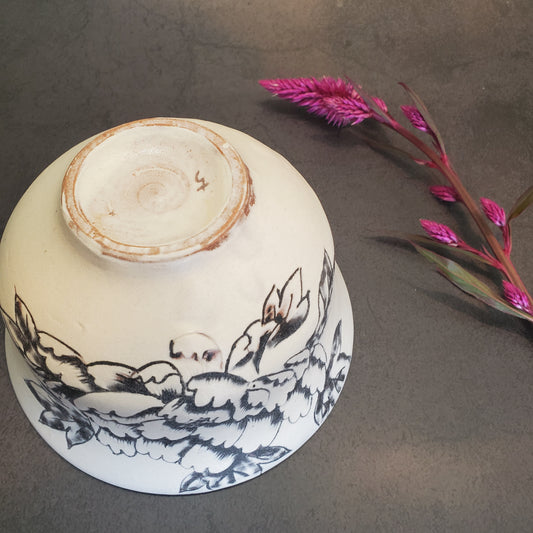 掻き落としbowl「牡丹」