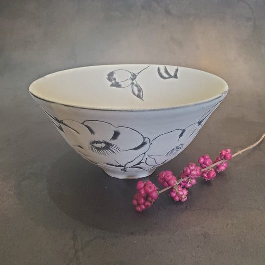 掻き落としbowl「椿」