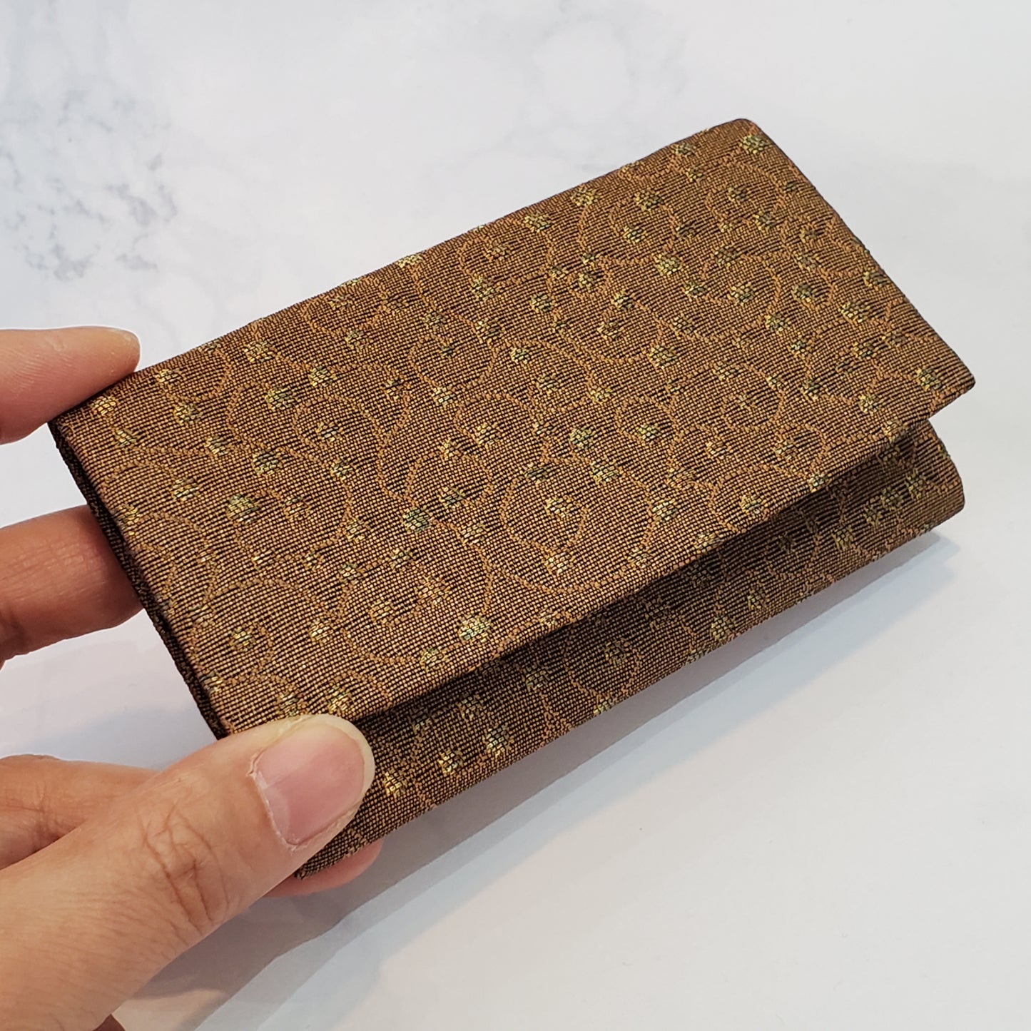 西陣織 カードケース 黄×金