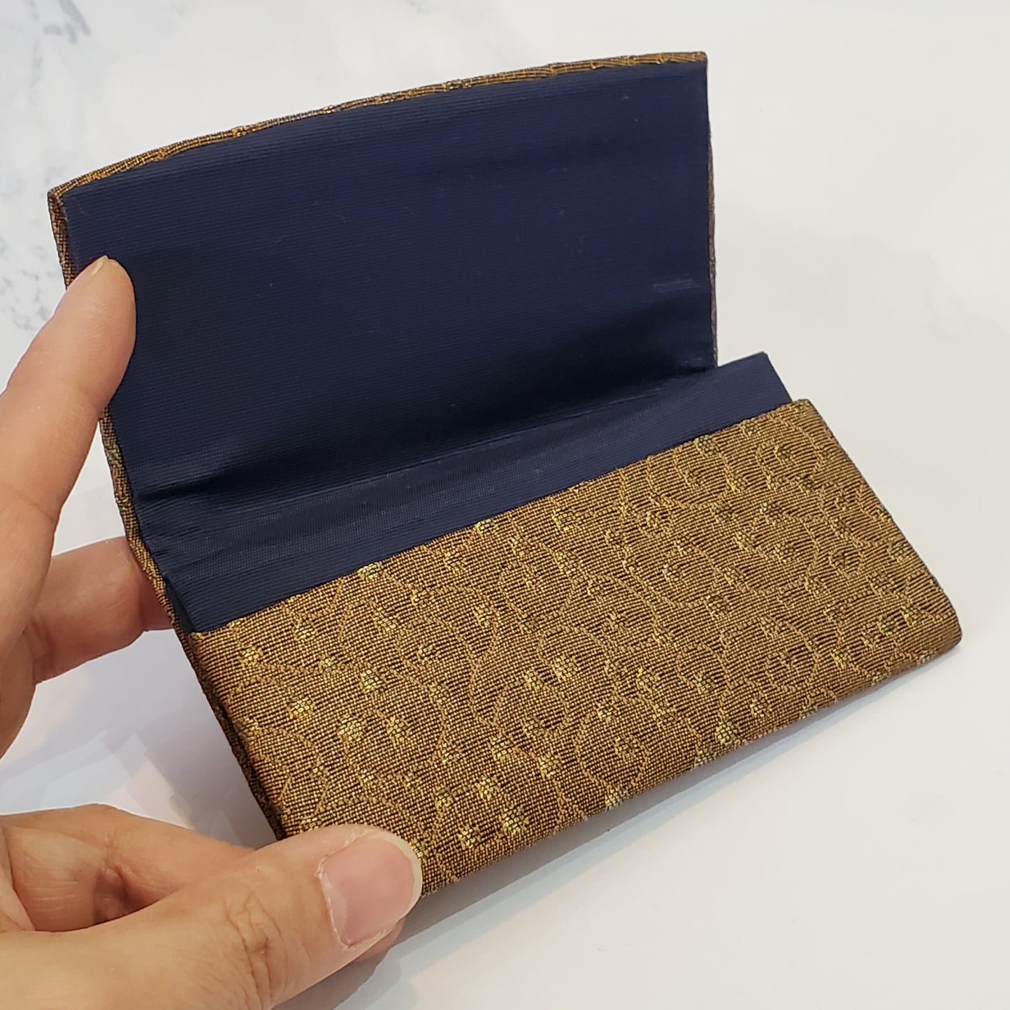 西陣織 カードケース 黄×金