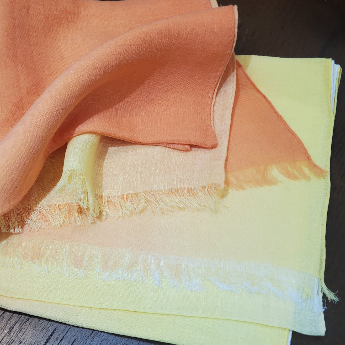 Linen stole sky pattern orange