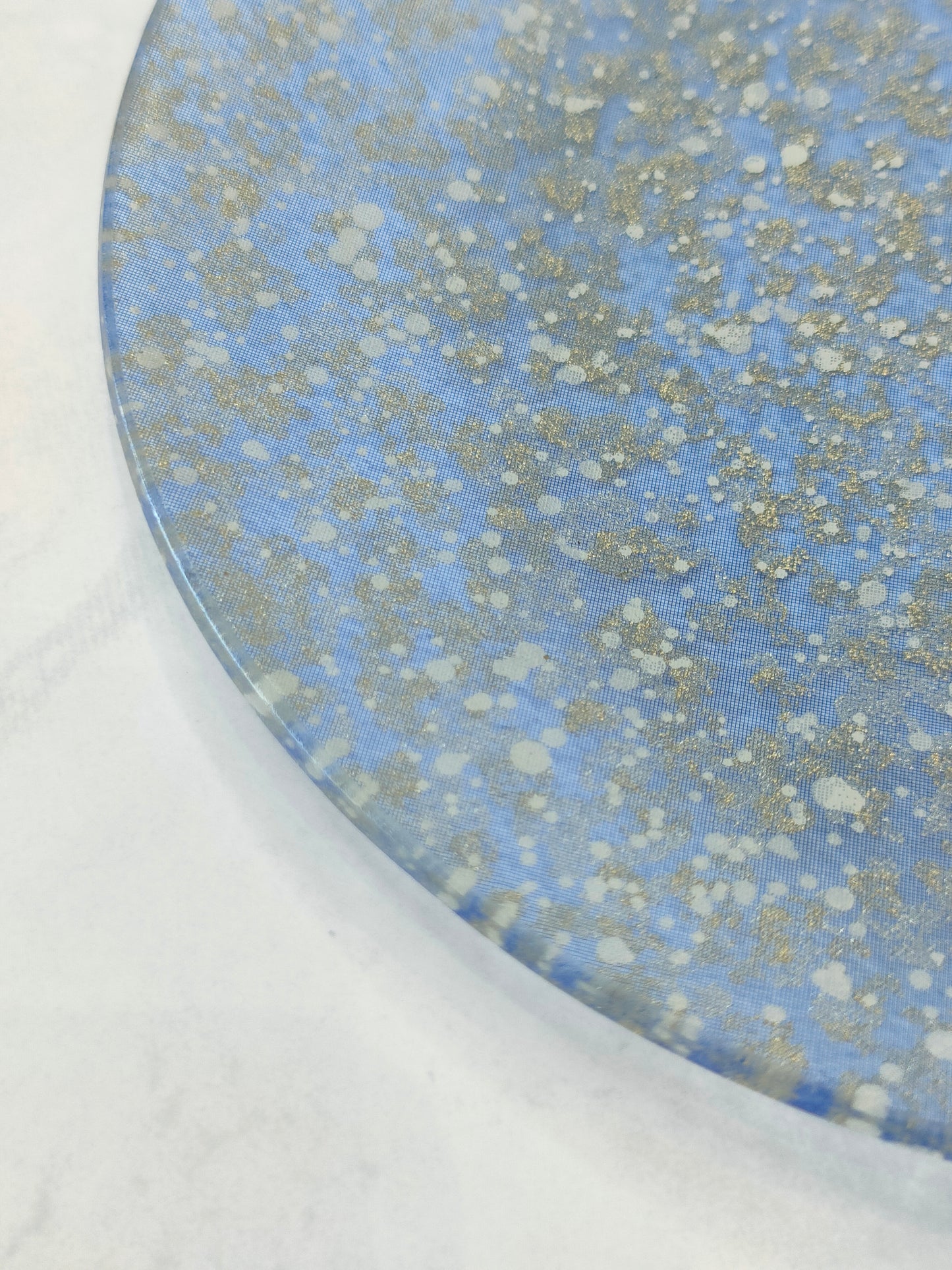 Gold glass plate bubble blue (15cm, round shape)