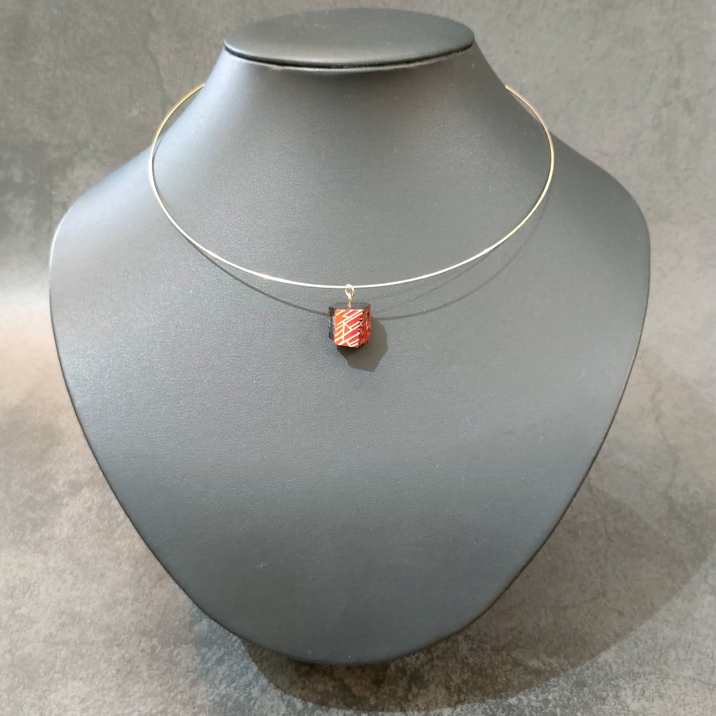 貝漆絵ペンダントトップ・赤「茜空」