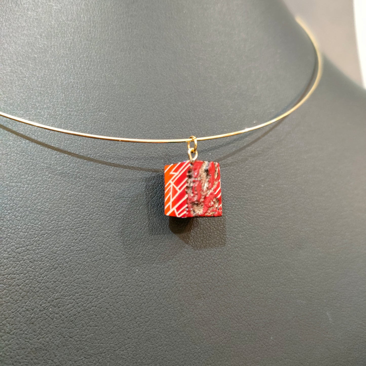 貝漆絵ペンダントトップ・赤「茜空」