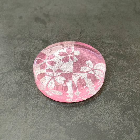 金彩ガラス ペーパーウェイト 桜 ピンク(7cm・丸形)