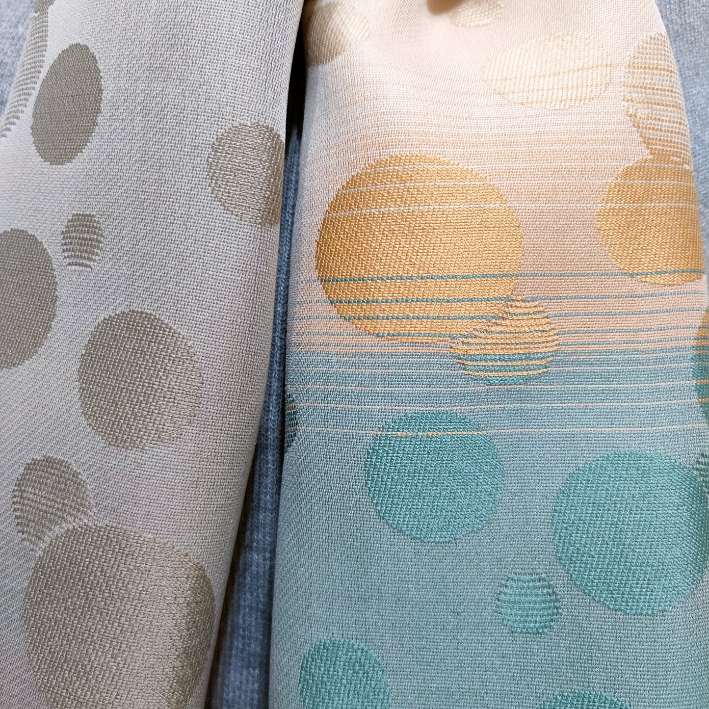 Nishijin Woven Silk Stole (Polka Dot) Green-Beige