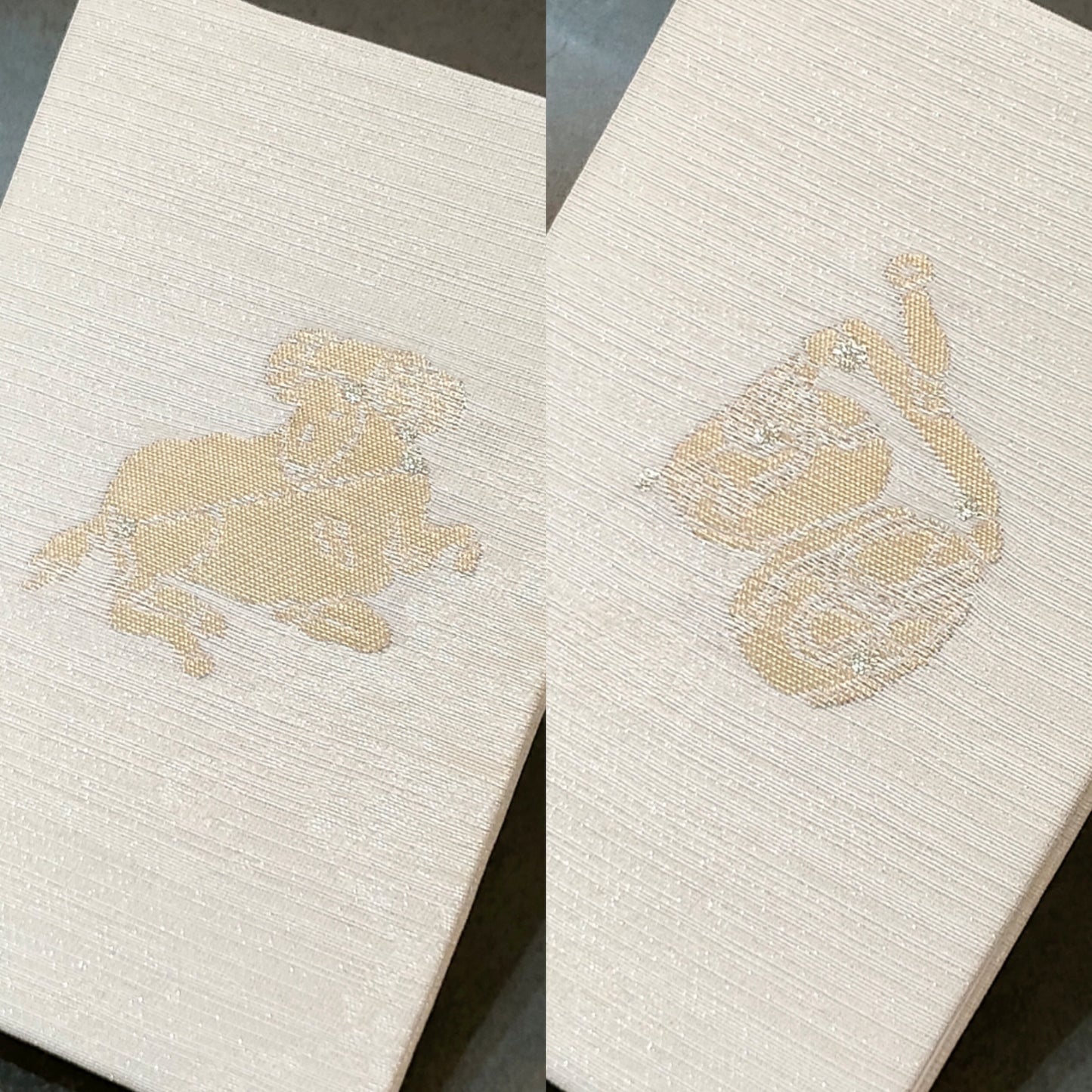 西陣織 御朱印帳 12星座 - 牡羊座/天秤座 - 白/金