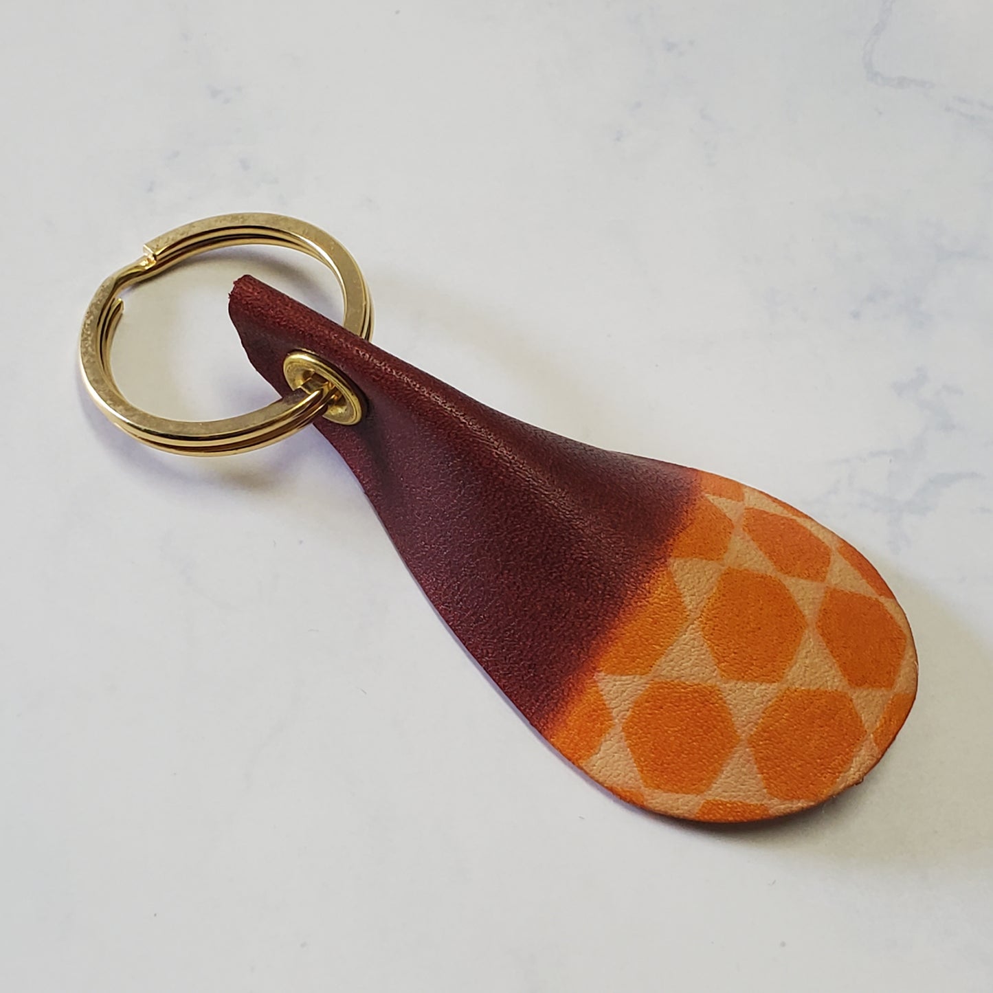 Kagome/cowhide key ring