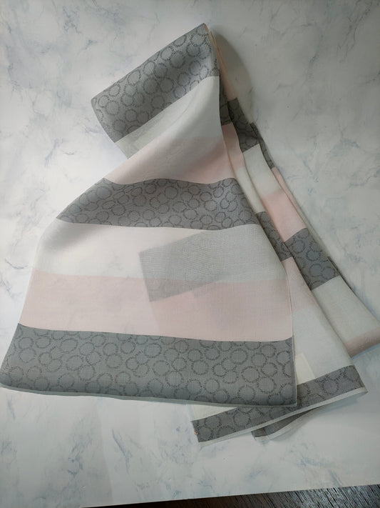 Nishijin Woven Silk Stole (Wakka) Pink x Gray