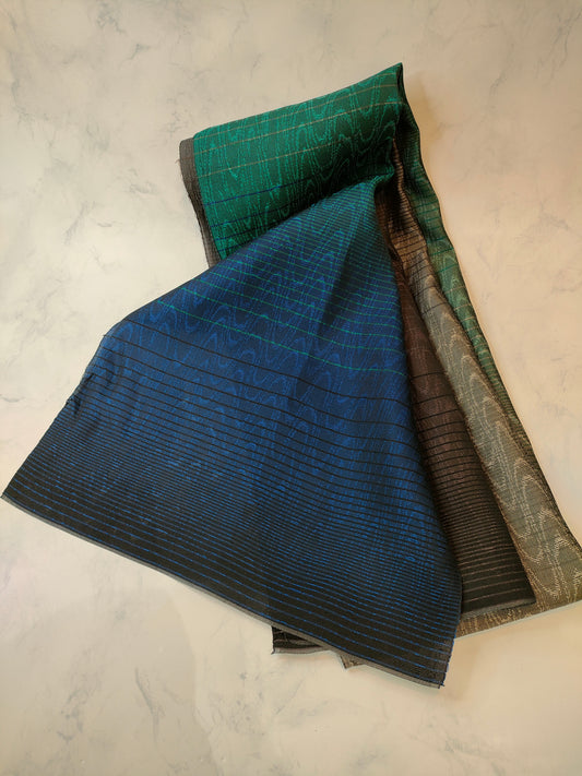 Nishijin Woven Silk Stole Blue-Brown