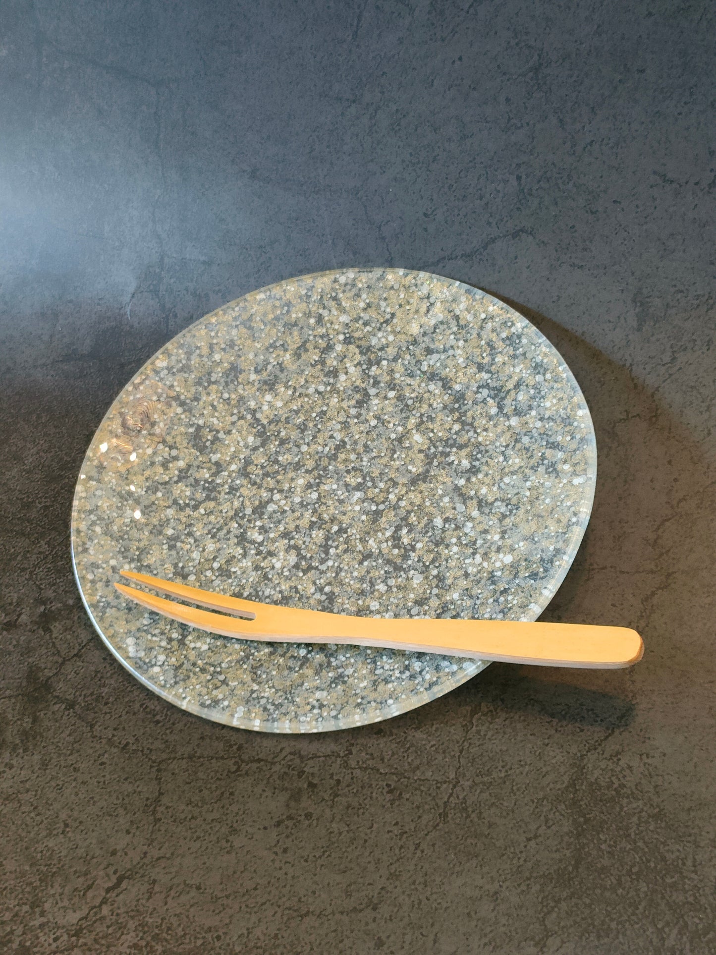 金彩ガラス皿 バブル シルバー（15cm・丸形）