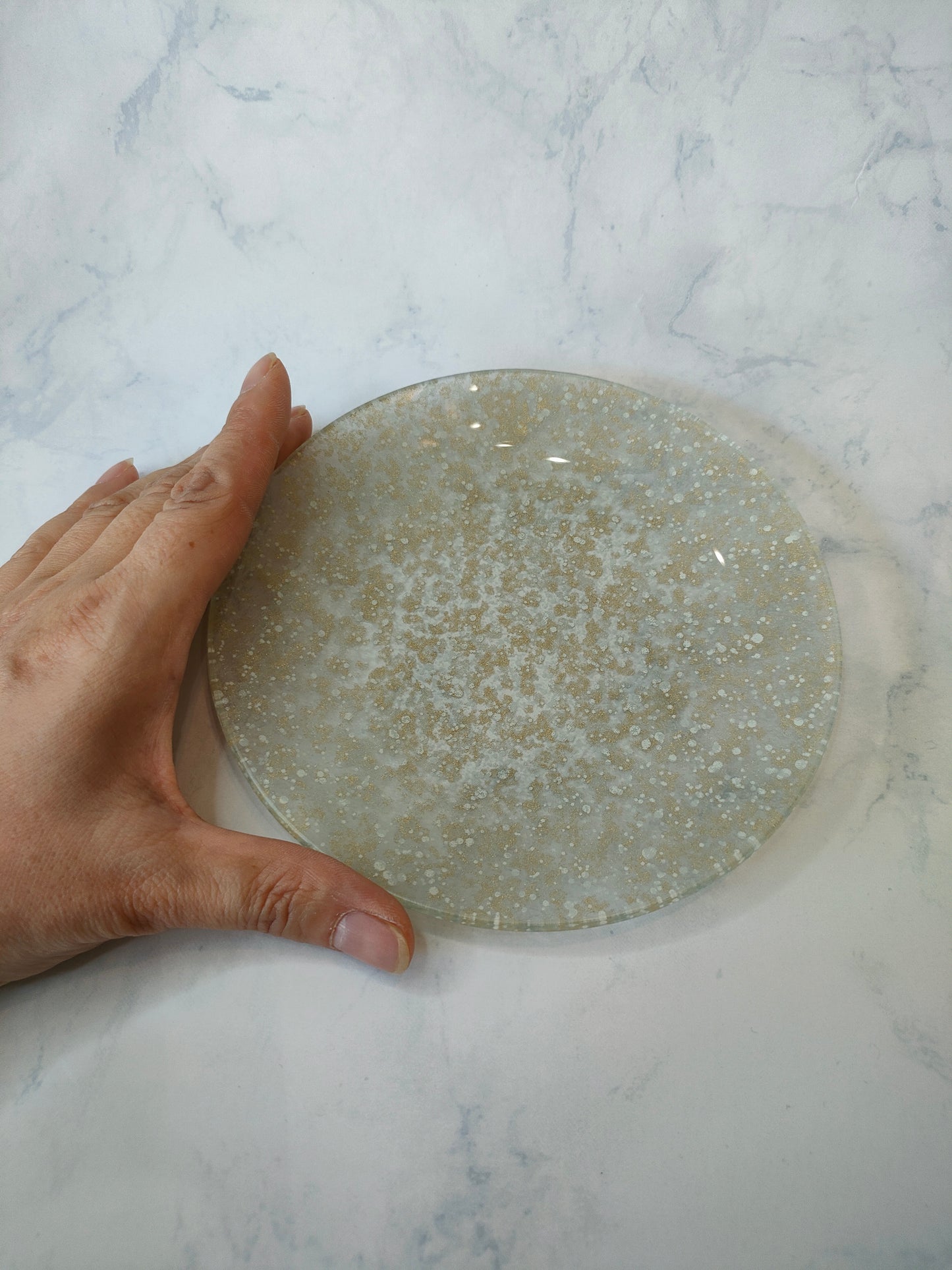 Kinsai Glass Dish, Bubble, Silver (15cm, Round)