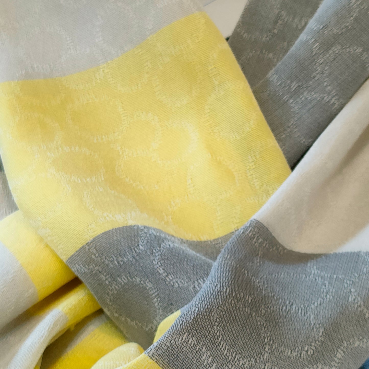 Nishijin Woven Silk Stole (Wakka) Yellow x Gray