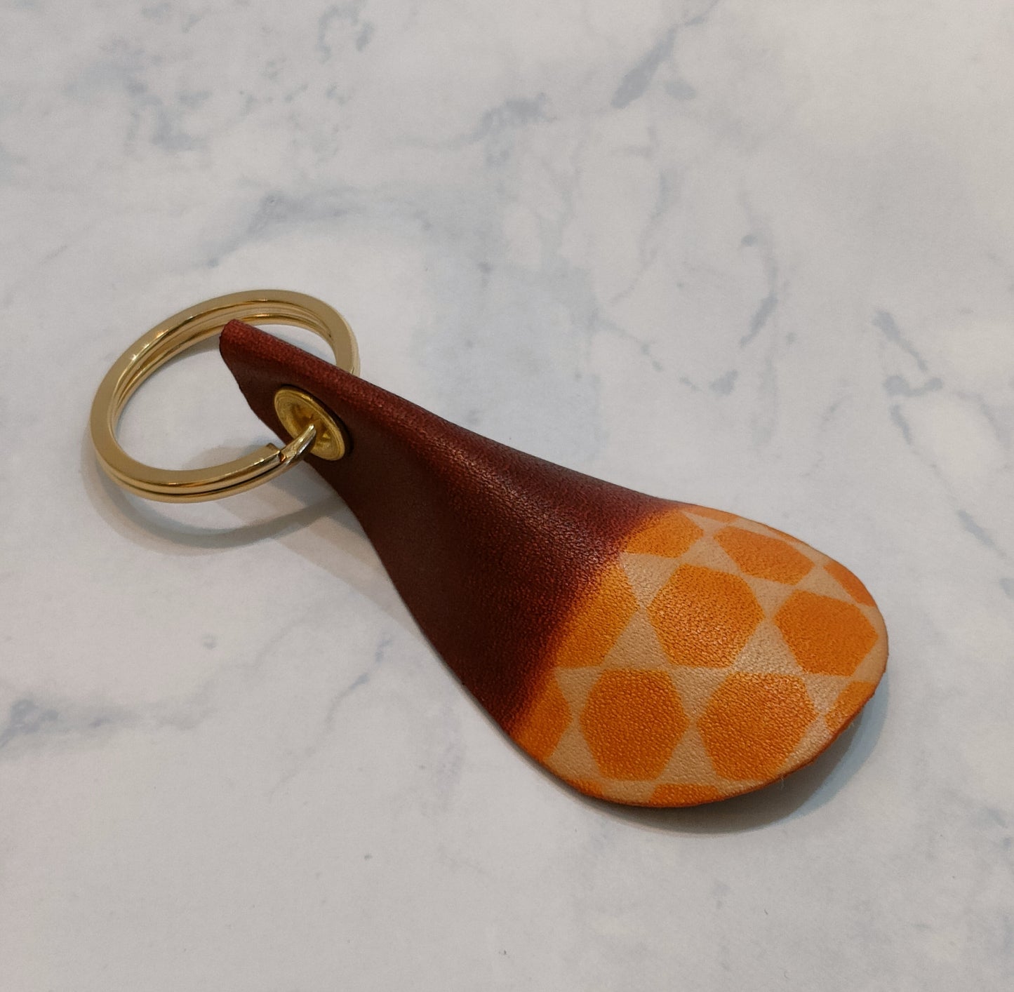 Kagome/cowhide key ring